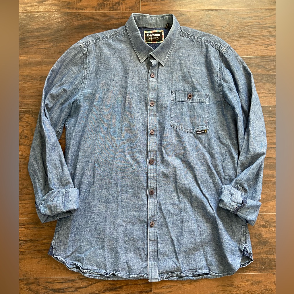 Barbour Denim Button Down Shirt Sz M